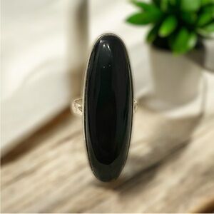 Black Onyx Solid Sterling Silver Ring 925 Size 7.5